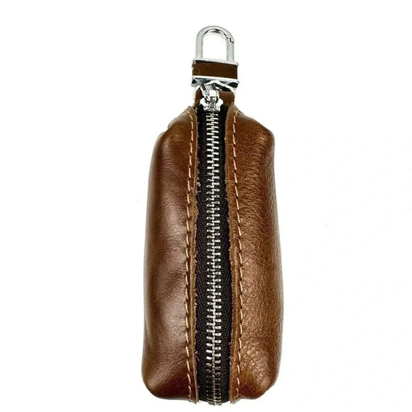 Ruff Ryder Other - NWT Leather Key Organizer Keychain Zip Case Brown Compact